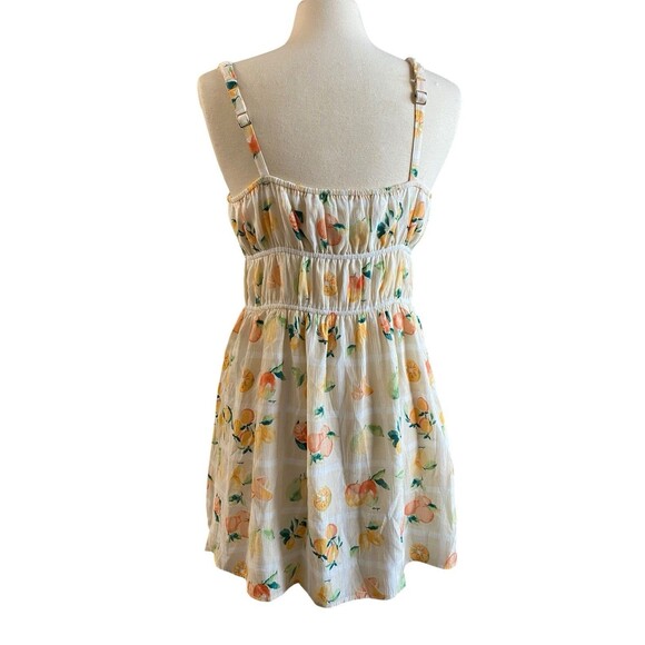 Abercrombie Tie-Front Mini Dress Sz LP Fruit Print Adjustable Straps - Picture 7 of 9